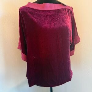 Brand New Elegant Velvet Women's Eileen Fisher Top in Rich Burgundy